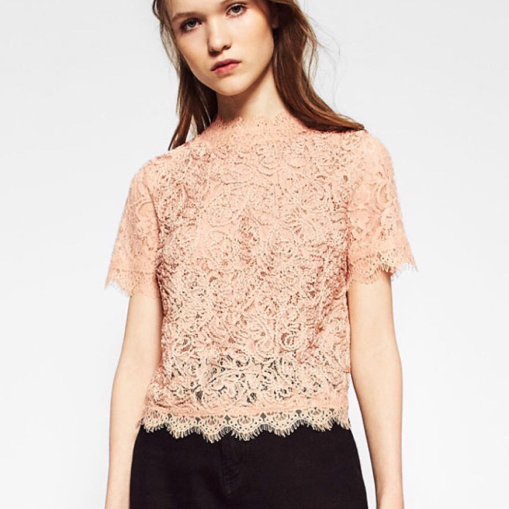 Zara Pink Lace Top